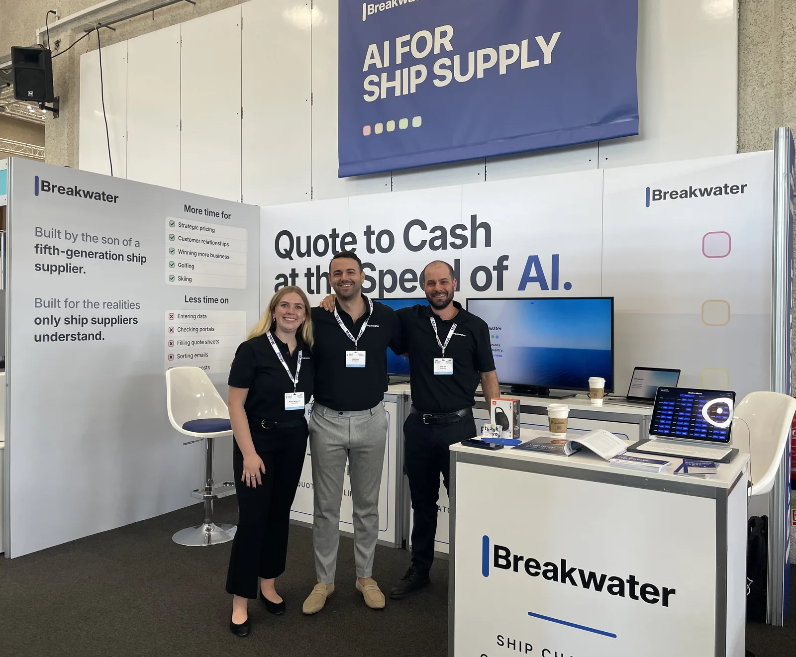 The Breakwater team at the Breakwater booth at IMPA London 2026